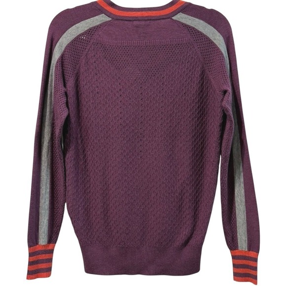 SMARTWOOL Frosted Valley V-Neck Merino Wool Sweater‎ Sangria Heather XS $150 New - Picture 4 of 6